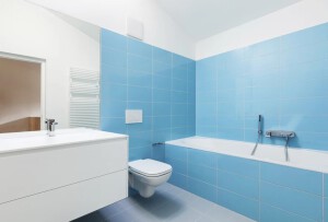 pintor economico en Valencia - baño azul